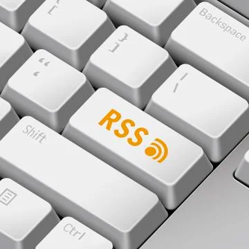 Rss concept with 3d computer keyboard Stock Illustration