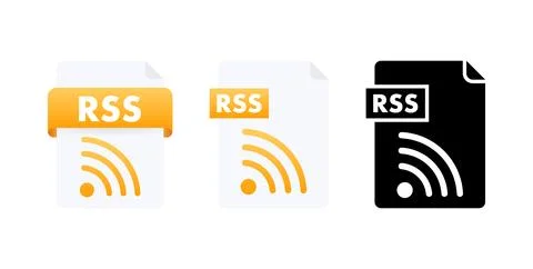 RSS document icons symbolizing web feed formats for online content distribution Stock Illustration