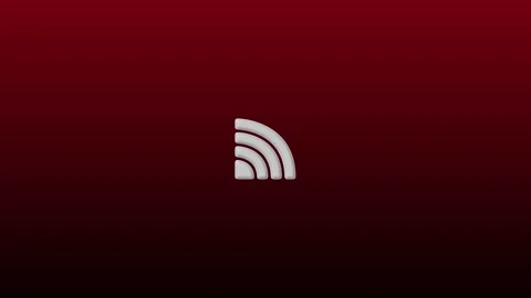 Rss feed icon 3D render grey plastic style news stream dark red background 4k Video stock 346629857