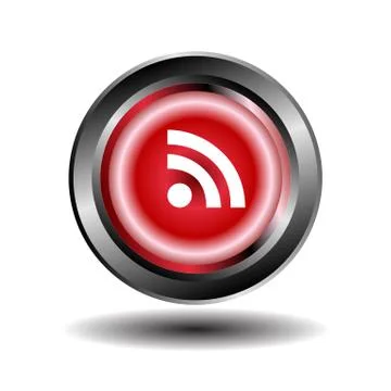 RSS feed icon on button vector Illustrazione stock