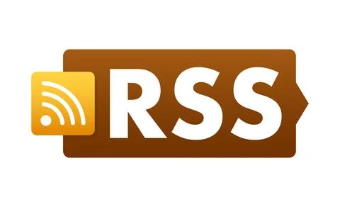 RSS feed icon indicating broadcasting and sharing information Illustrazione stock