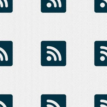 RSS feed  icon sign. Seamless pattern with geometric texture. Vector Stock Illustration
