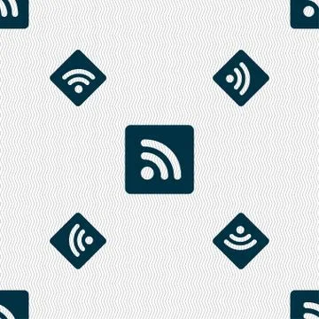 RSS feed  icon sign. Seamless pattern with geometric texture. Vector Stock Illustration