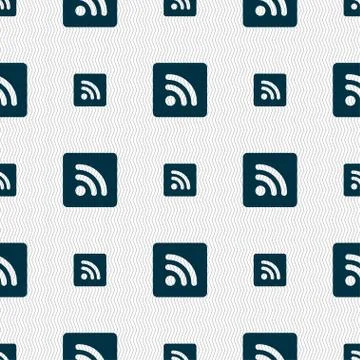 RSS feed icon sign. Seamless pattern with geometric texture. Stock Illustration