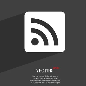 RSS feed  icon symbol Flat modern web design with long shadow and space for y Stock Illustration