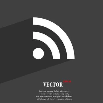 RSS feed  icon symbol Flat modern web design with long shadow and space for y Stock Illustration