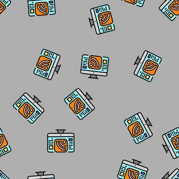 Rss feed news media vector seamless pattern Stock Illustration
