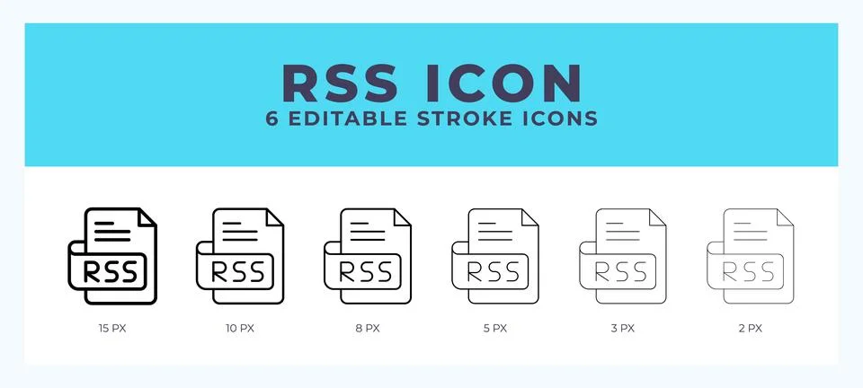 Rss file line icon with different stroke. Vector illustration. Stock Illustration