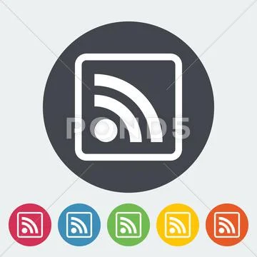 Rss flat icon. Illustrazione stock