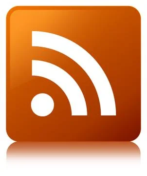 RSS icon brown square button Stock Illustration