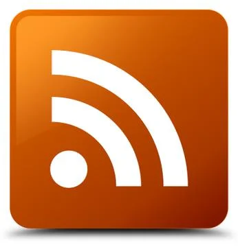 RSS icon brown square button Stock Illustration