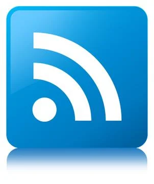 RSS icon cyan blue square button Stock Illustration