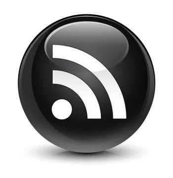 RSS icon glassy black round button Stock Illustration