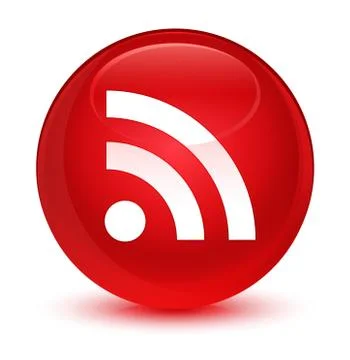 RSS icon glassy red round button Stock Illustration