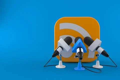 RSS icon with interview microphones Stock Illustration