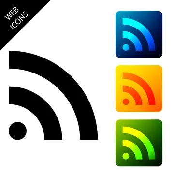 RSS icon isolated on white background. Radio signal. RSS feed symbol. Set icons Ilustración de archivo