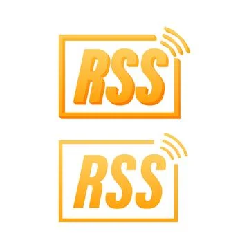 RSS icon sending updates broadcasting news sharing information Stock Illustration