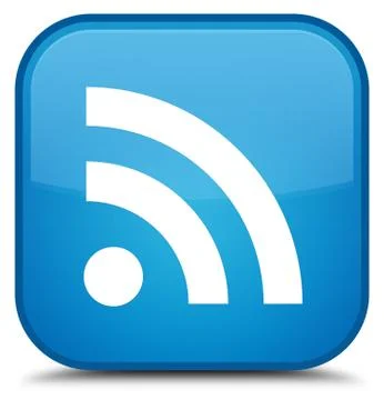 RSS icon special cyan blue square button Stock Illustration