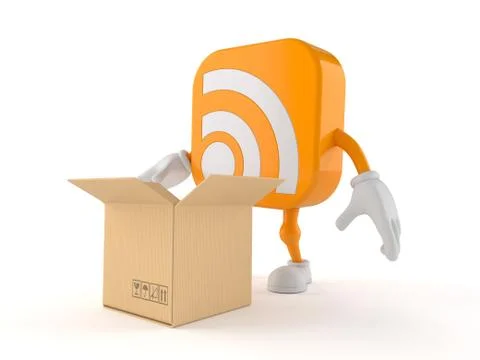 RSS icon toon with open box isolated on white background イラスト素材