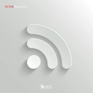 RSS icon - vector white app button Stock Illustration