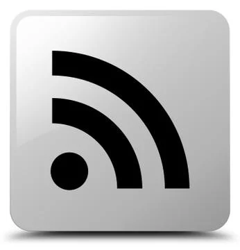 RSS icon white square button Stock Illustration