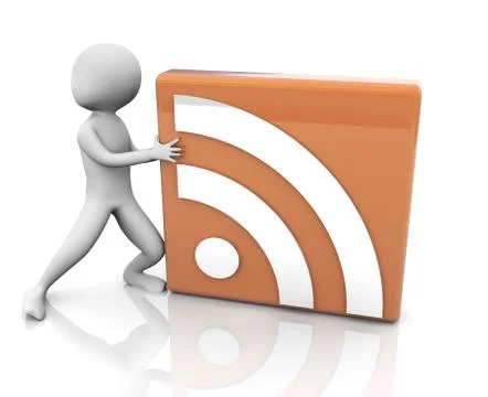 Rss man and rss icon Stock Illustration