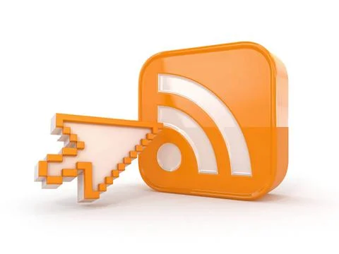 Rss or feed icon and cursor. 3d Rss or feed icon and cursor. 3d Copyright:... Foto stock