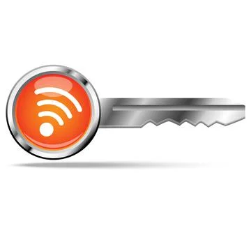 RSS orange icon on a key Stock Illustration