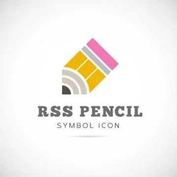 RSS Pencil Vector Concept Symbol Icon or Logo Template Stock Illustration