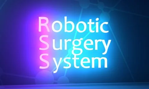 RSS - Robotic Surgery System acronym. Neon shine text. 3D Render Stock Illustration