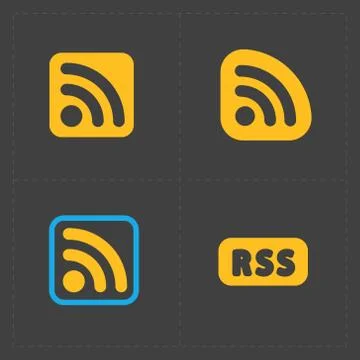 RSS sign icons. RSS feed symbols on Black Background Stock Illustration
