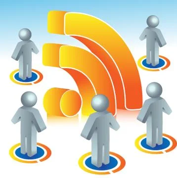 Rss sign with peoples Stock-Illustration