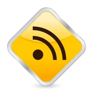 Rss symbol yellow square icon Stock Illustration