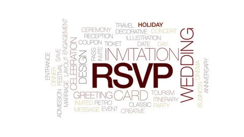 RSVP animated word cloud, text design animation. Kinetic typography. Stock Footage 80060050