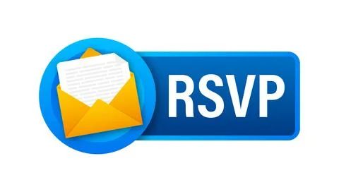 RSVP button icon showing mail envelope and confirmation Illustrazione stock