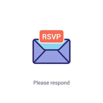 RSVP icon envelope date stamp vector invitation. rsvp message envelope Stock Illustration