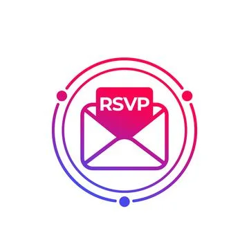 RSVP icon with envelope, vector Stock Illustration