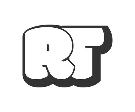RT logo, bubble comic lettering, rounded in graffiti style black and white .. Stock Illustration