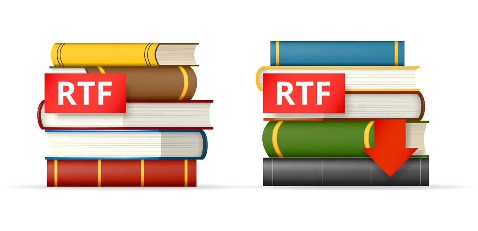 RTF books stacks  icons Stock Illustration