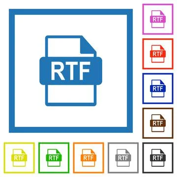 RTF file format flat framed icons Stock Illustration