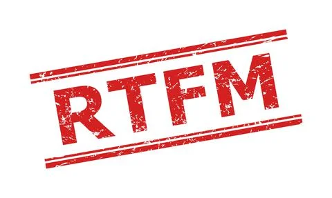RTFM Stamp Seal with Corroded Texture and Double Parallel Lines Stock-Illustration