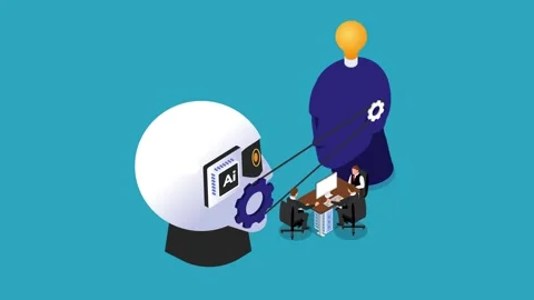 Rtificial Intelligence and Human Collaboration: Machine Learning and Innova.. Stock Footage 302533419