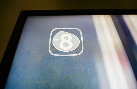 RTL 8 Logo on UHD TV Display Stock Photos