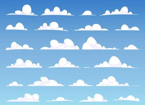 Rtoon clouds collection vector illustration isolated on white background Illustrazione stock