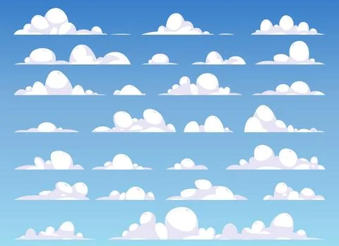 Rtoon clouds collection vector illustration isolated on white background Stock Illustration