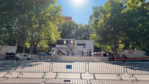 RTVE broadcasting studio ready for Pride event in Madrid Stock Footage 345260199