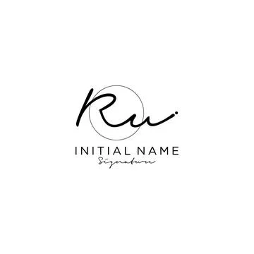 RU Initial handwriting logo design Stock Illustration