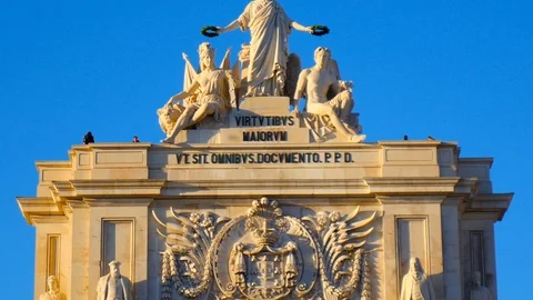 The Rua Augusta Arch in Lisbon Stock Footage 90612361