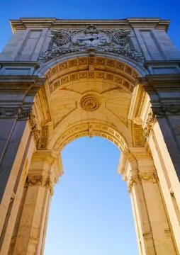 Rua Augusta Arch in Praca do Comercio, Lisbon, Portugal. Foto stock
