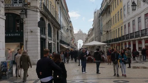 Rua Augusta -  arch of triumph Lisbon Stock Footage 102432083
